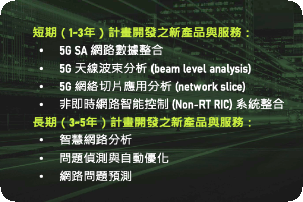 現觀科2024攻5G優化,單一合約五年500萬美金 2023 Dec 現觀科的主軸 CovMo 在5G有進一步研發計畫(來源:現觀科法說會簡報) 現觀科2024攻5G優化,單一合約五年500萬美金 2023 Dec