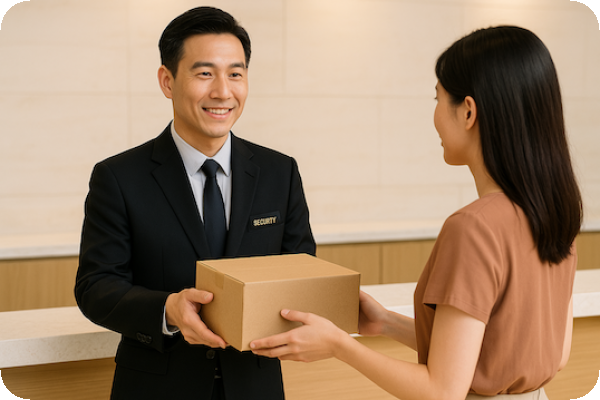 20250730_社區物業人員遞送包裹給住戶，是基本服務 中小型社區，今網智慧〈智生活〉開發重點 Jul 2025