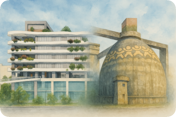 台北市松山區民生水資中心，及八里污水處理廠建築外觀（水彩）合水先進 MBR 民生水資中心，另代操八里污水 Sep 2025(全)