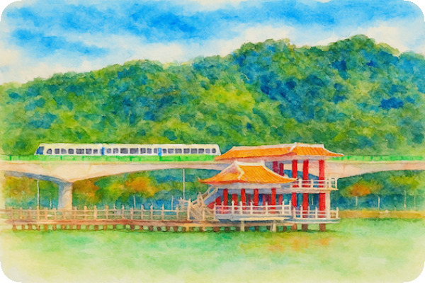 台北大湖公園水彩風畫，遠眺捷運文湖線 7Q25 興櫃訂閱：宏于、AMC產業報告…等 7 篇