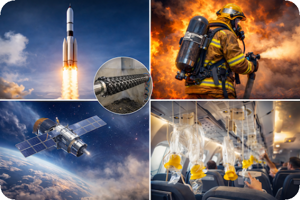 益材科技的下游領域，包含火箭、衛星太空，消防員 SCBA高壓氣瓶、飛機艙供氧系統氣瓶 益材今年衛星/消防SCBA強，27 年航空氣瓶接棒 Jan.2026(全)