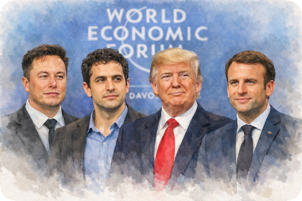 2026年1月達沃斯論壇（Davos Forum）上，Musk、Amodei、美Trump、法Macron 各自發表演講或受訪 達沃斯論壇 Davos Forum 為投資人帶來什麼視角 Jan,2026