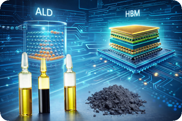 ALD 原子層沉積、HBM 超寬頻記憶體會使用到高純度前驅物（Precursor） 半導體微縮改用 ALD，宇川前驅物需求 2027-28 ↑ Jan.2026(全)