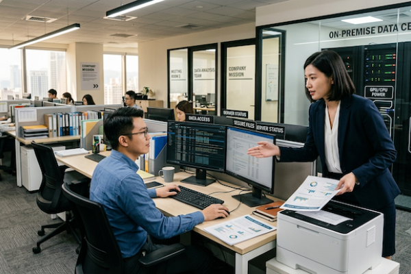 企業對高度運算力企業電腦，用於「地端」儲存企業內部重要文件，並方便職員拿取自家資料