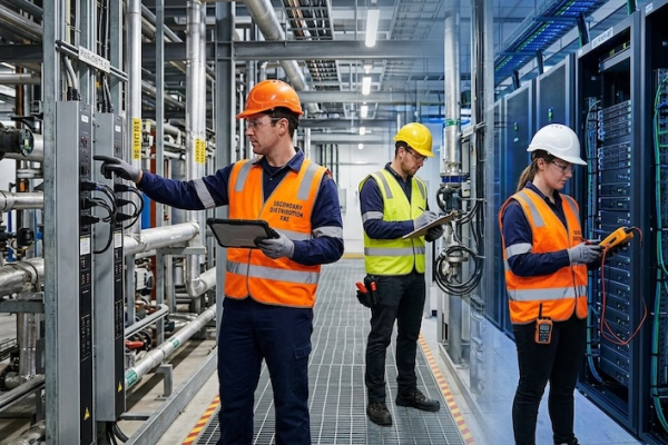 二次配電工程師，正巡檢工作區域，如科技廠內管線及 Data Center