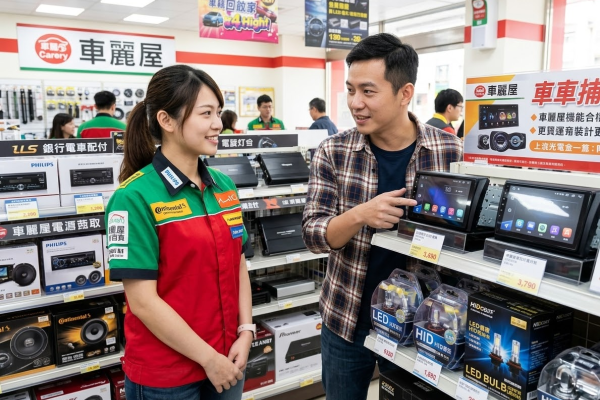 車麗屋的百貨品項多，包含汽車音響、改裝部品、導貥電子、百貨類等產品 車麗屋 Point S 店衝刺百家，大門市進駐林口、台中鐵道 Oct.2026(增)